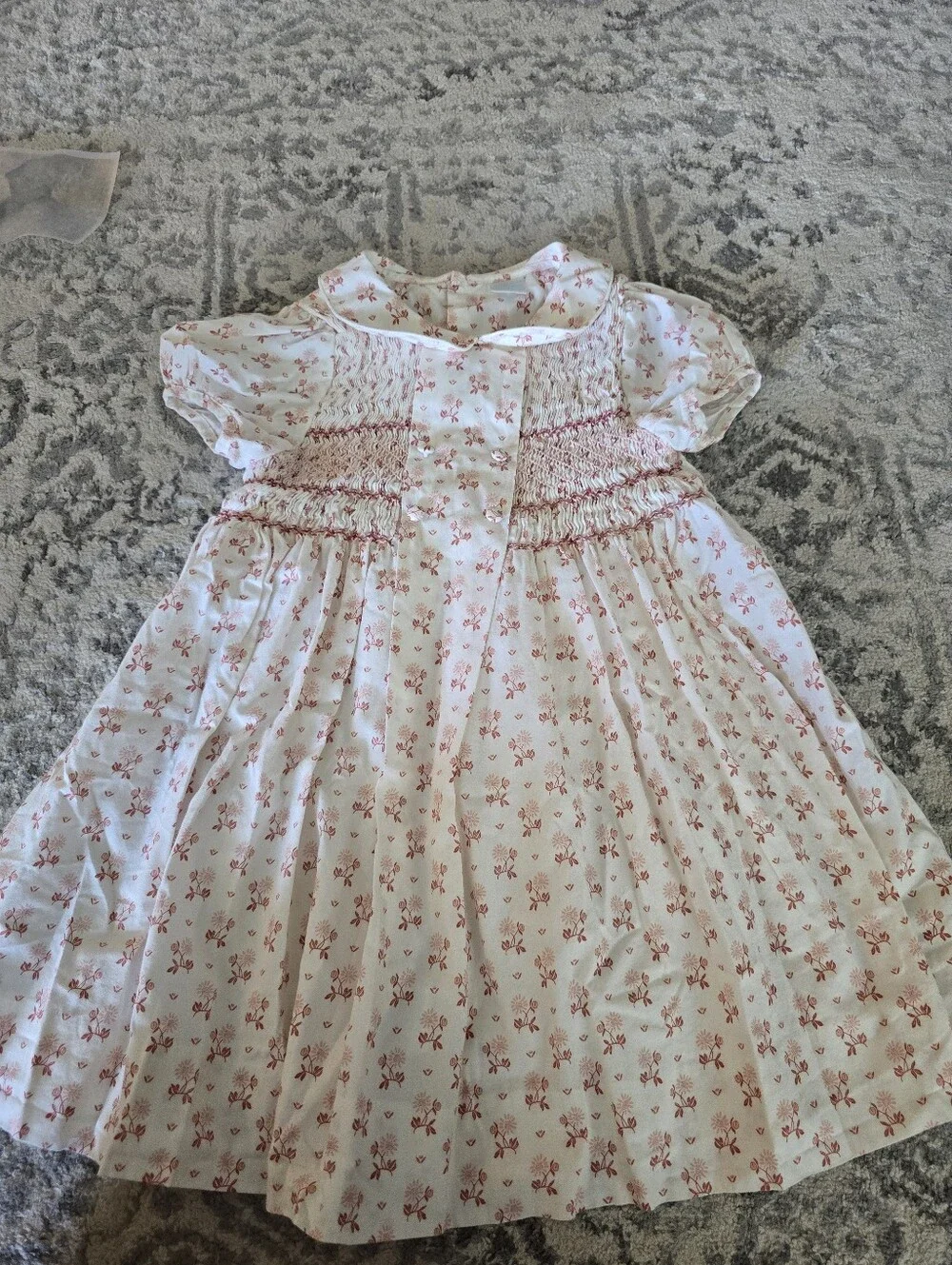 Edgehill Collection Girls Pink Floral Smocked Dress
